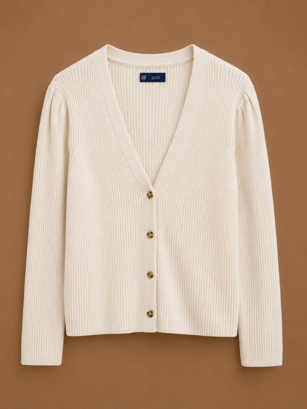 GAP XXL Cream Ribbed Button Front Cardigan Sweater